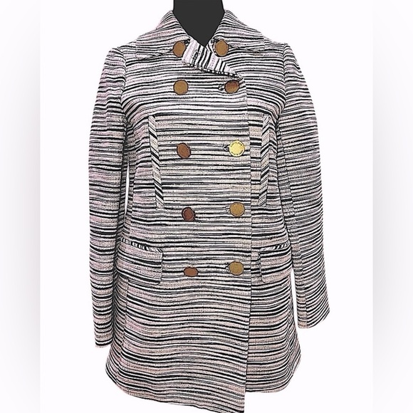 TORY BURCH wool stitched double breasted dress coat 🩶🩵💙 - Picture 9 of 9